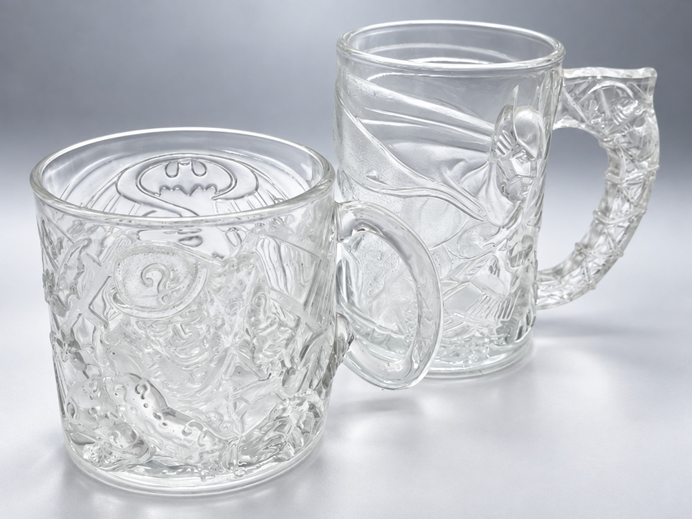 Vintage 1995 McDonalds Batman Forever Glass Mugs Set of 2 Batman Riddler DC